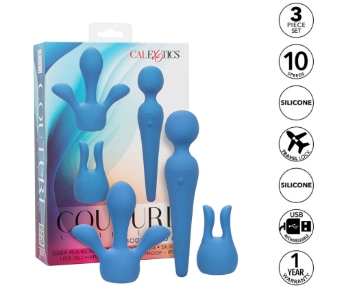 CALEXOTICS - COUTURE KIT VIBRADOR WAND 10 VIBRACIONES AZUL