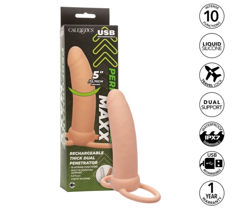 CALEXOTICS - MAXX DOBLE PENETRADOR GRUESO 10 VIBRACIONES NATURAL