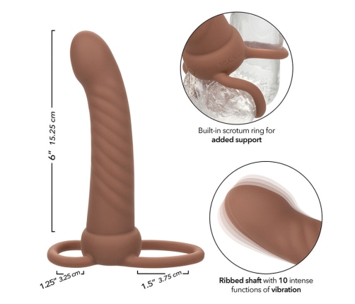 CALEXOTICS - MAXX RIBBED DUAL PENETRATOR 10 VIBRATIONS BROWN