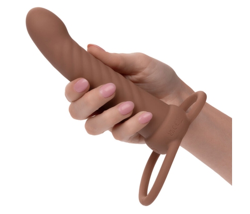 CALEXOTICS - MAXX RIBBED DUAL PENETRATOR 10 VIBRATIONS BROWN