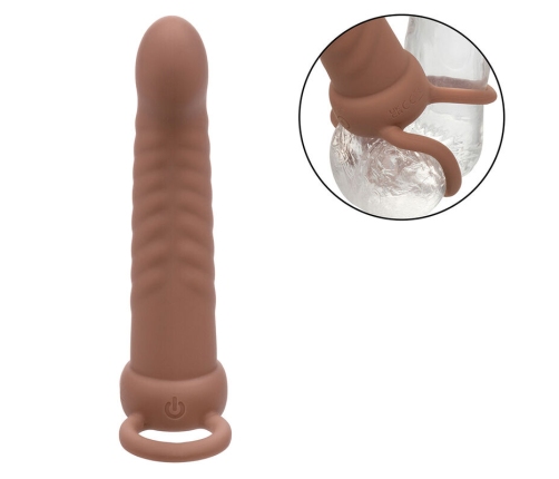 CALEXOTICS - MAXX RIBBED DUAL PENETRATOR 10 VIBRATIONS BROWN