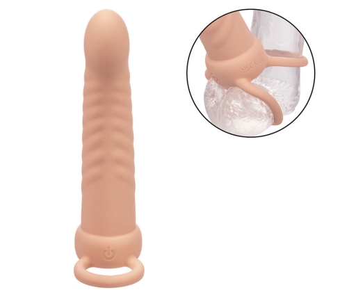 CALEXOTICS - MAXX RIBBED DUAL PENETRATOR 10 VIBRATIONS FLESH
