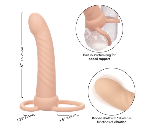 CALEXOTICS - MAXX RIBBED DUAL PENETRATOR 10 VIBRATIONS FLESH