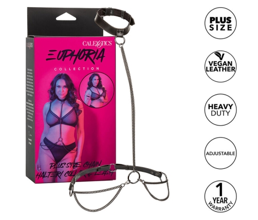 CALEXOTICS - EUPHORIA COLLAR HALTER Y CORREA CON CADENA TALLA PLUS