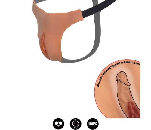 HIDDEN DESIRE - ALTER EGO ADJUSTABLE OPEN VAGINA STRING FLESH