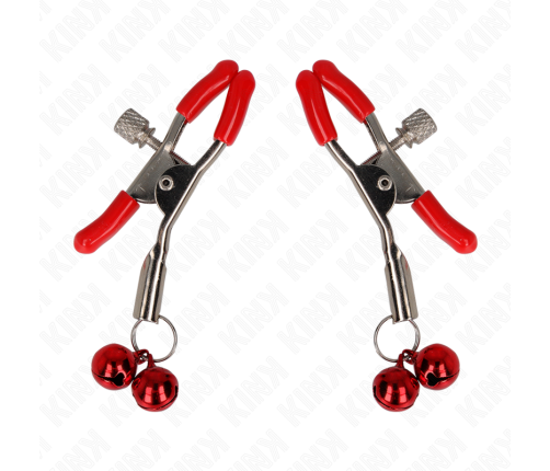 KINK - RED DOUBLE BELL NIPPLE CLAMP RED 6 CM