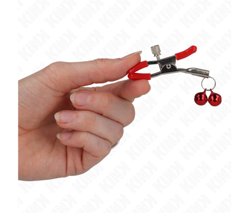 KINK - RED DOUBLE BELL NIPPLE CLAMP RED 6 CM