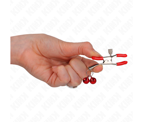 KINK - RED DOUBLE BELL NIPPLE CLAMP RED 6 CM