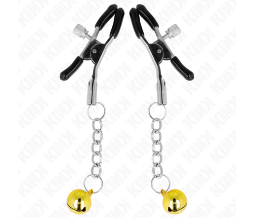 KINK - GOLD JINGLE BELL PENDANT NIPPLE CLAMPS 6 CM