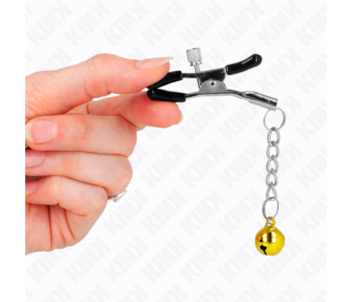 KINK - GOLD JINGLE BELL PENDANT NIPPLE CLAMPS 6 CM