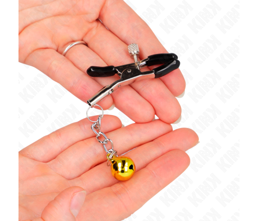 KINK - GOLD JINGLE BELL PENDANT NIPPLE CLAMPS 6 CM