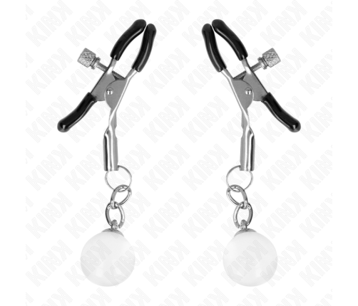 KINK - GLASS BEAD NIPPLE CLAMPS SILVER 6 CM