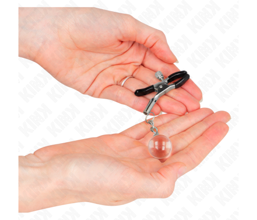 KINK - GLASS BEAD NIPPLE CLAMPS SILVER 6 CM