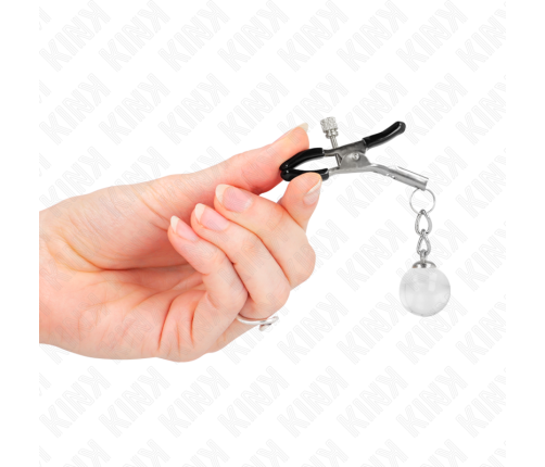 KINK - GLASS BEAD NIPPLE CLAMPS SILVER 6 CM
