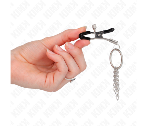 KINK - O RING NIPPLE CLAMP AND LITTLE CHAIN SILVER 6 CM