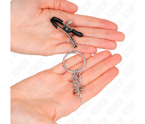 KINK - O RING NIPPLE CLAMP AND LITTLE CHAIN SILVER 6 CM