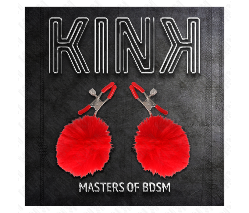 KINK - FAUX FUR BALL NIPPLE CLAMP RED 6 CM