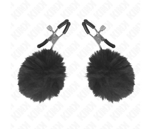 KINK - FAUX FUR BALL NIPPLE CLAMP BLACK 6 CM
