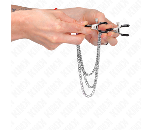 KINK - NIPPLE CLAMPS WITH 3 CHAINS SILVER 20/23/28 CM