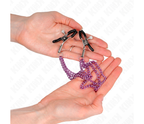 KINK - NIPPLE CLAMPS WITH 3 CHAINS PURPLE 20/23/28 CM