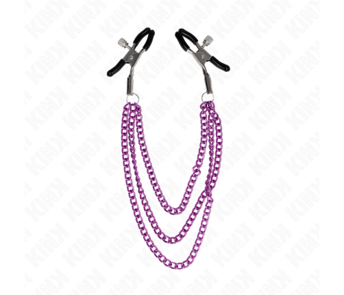 KINK - NIPPLE CLAMPS WITH 3 CHAINS PURPLE 20/23/28 CM