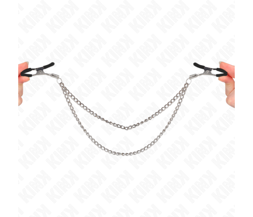 KINK - NIPPLE CLAMPS WITH 2 THICK CHAINS SILVER 20/23 CM