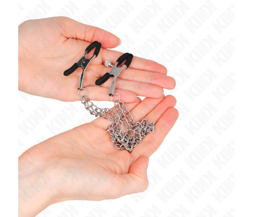KINK - NIPPLE CLAMPS WITH 2 THICK CHAINS SILVER 20/23 CM