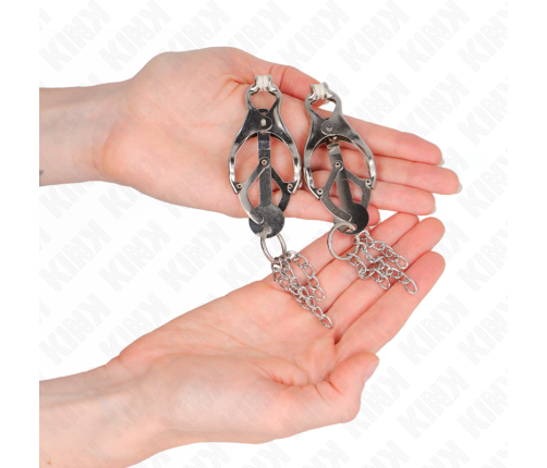 KINK - JAPANESE CLOVER NIPPLE CLAMPS WITH LITTLE CHAINS SILVER