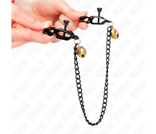 KINK - FLAT CHAIN NIPPLE CLAMPS AND BELL SILVER 30 CM