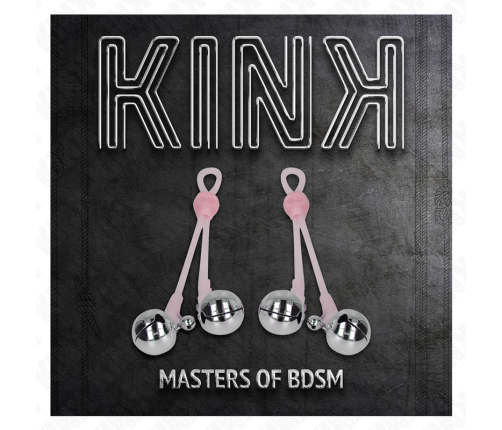 KINK - LUMINOUS SKULL NIPPLE CLAMPS WITH RING BELLS ADJUSTABLE PINK / SILVER