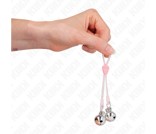 KINK - LUMINOUS SKULL NIPPLE CLAMPS WITH RING BELLS ADJUSTABLE PINK / SILVER