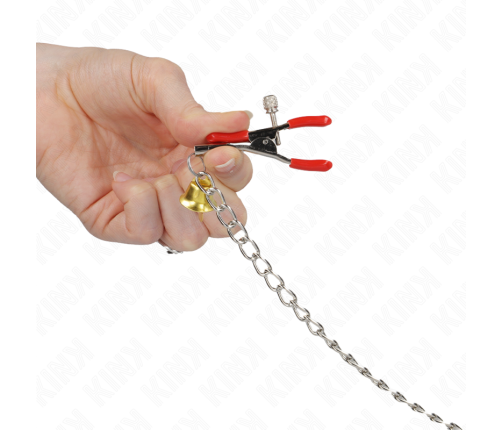 KINK - BELL TRIPLE NIPPLE AND CLIT CLAMPS RED WITH CHAIN 30 CM