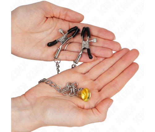 KINK - PINZAS PARA PEZONES CON CAMPANA CASCABEL DORADO Y CADENA 30 CM