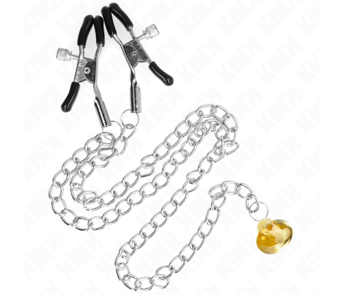 KINK - PINZAS PARA PEZONES CON CAMPANA CASCABEL DORADO Y CADENA 30 CM