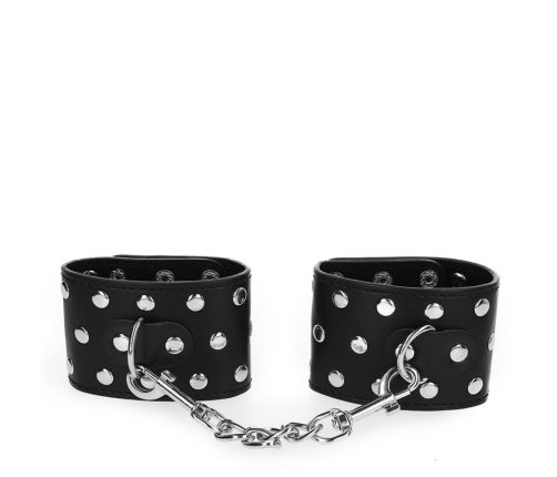 KINK - WRIST RESTRAINTS WITH SNAP FASTEN FULL OF RIVETS BLACK ADJUSTABLE 19-24 CM X 5.5 CM