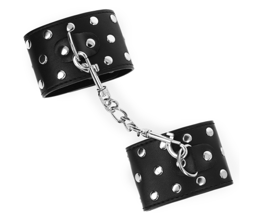 KINK - WRIST RESTRAINTS WITH SNAP FASTEN FULL OF RIVETS BLACK ADJUSTABLE 19-24 CM X 5.5 CM