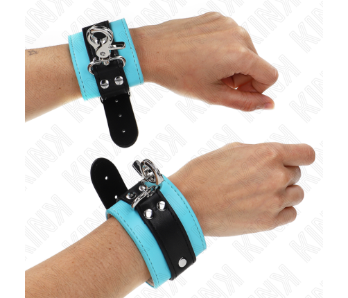 KINK - PREMIUM LOCKABLE WRIST RESTRAINTS BLACK / BLUE ADJUSTABLE 21-28 CM X 5.5 CM