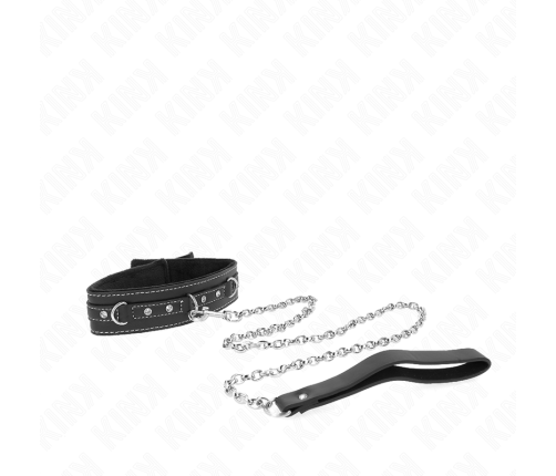 KINK - PVC LEATHER NECKLACE WITH BELT 105 CM RHINESTONE RIVET 41.5 X 4 CM
