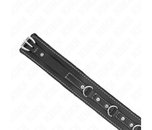 KINK - PVC LEATHER NECKLACE WITH BELT 105 CM RHINESTONE RIVET 41.5 X 4 CM