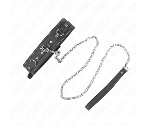 KINK - PVC LEATHER NECKLACE WITH BELT 105 CM RHINESTONE RIVET 41.5 X 4 CM