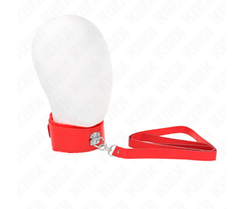 KINK - NECKLACE WITH LEASH 116 CM WITH SILVER STUDS MODEL 4 RED ADJUSTABLE 40-48 CM X 6 CM