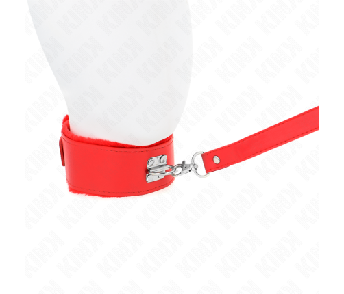 KINK - NECKLACE WITH LEASH 116 CM WITH SILVER STUDS MODEL 4 RED ADJUSTABLE 40-48 CM X 6 CM