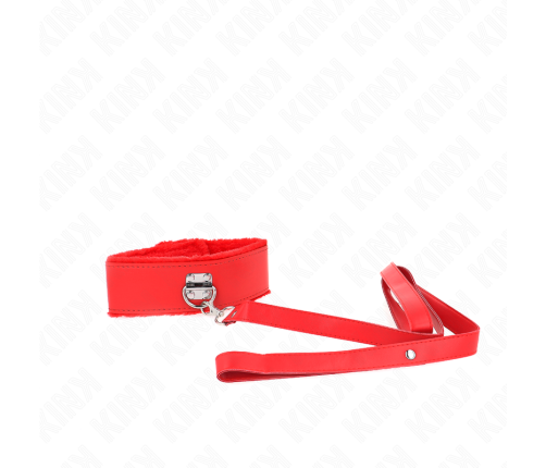 KINK - NECKLACE WITH LEASH 116 CM WITH SILVER STUDS MODEL 4 RED ADJUSTABLE 40-48 CM X 6 CM