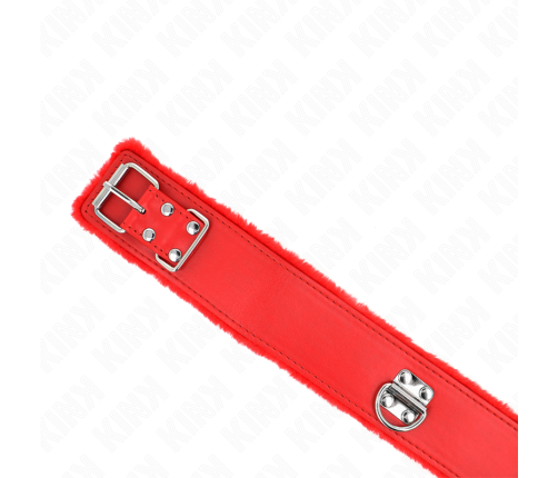 KINK - NECKLACE WITH LEASH 116 CM WITH SILVER STUDS MODEL 4 RED ADJUSTABLE 40-48 CM X 6 CM