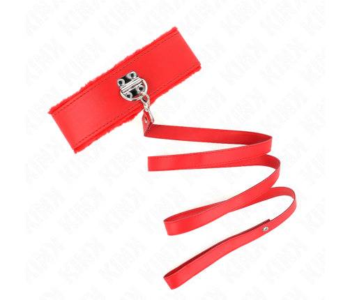KINK - NECKLACE WITH LEASH 116 CM WITH SILVER STUDS MODEL 4 RED ADJUSTABLE 40-48 CM X 6 CM
