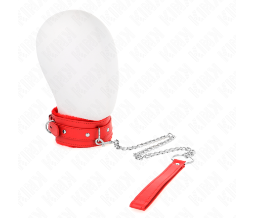 KINK - COLLAR WITH LEASH 65 CM WITH RESTRICTIONS RED 36-42 CM X 5.5 CM