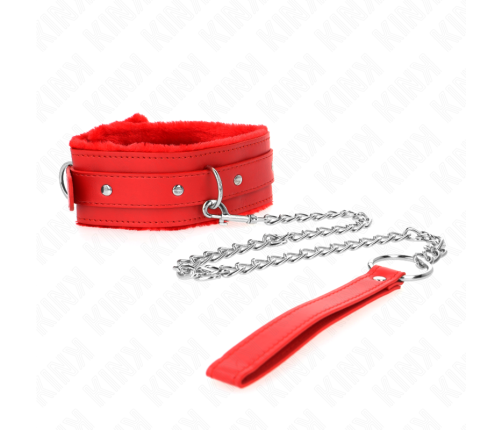 KINK - COLLAR WITH LEASH 65 CM WITH RESTRICTIONS RED 36-42 CM X 5.5 CM