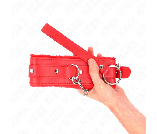 KINK - COLLAR WITH LEASH 65 CM WITH RESTRICTIONS RED 36-42 CM X 5.5 CM