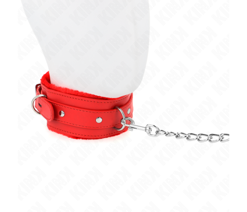 KINK - COLLAR WITH LEASH 65 CM WITH RESTRICTIONS RED 36-42 CM X 5.5 CM