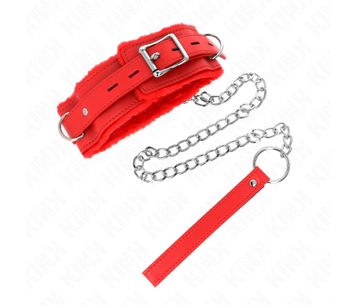 KINK - COLLAR WITH LEASH 65 CM WITH RESTRICTIONS RED 36-42 CM X 5.5 CM